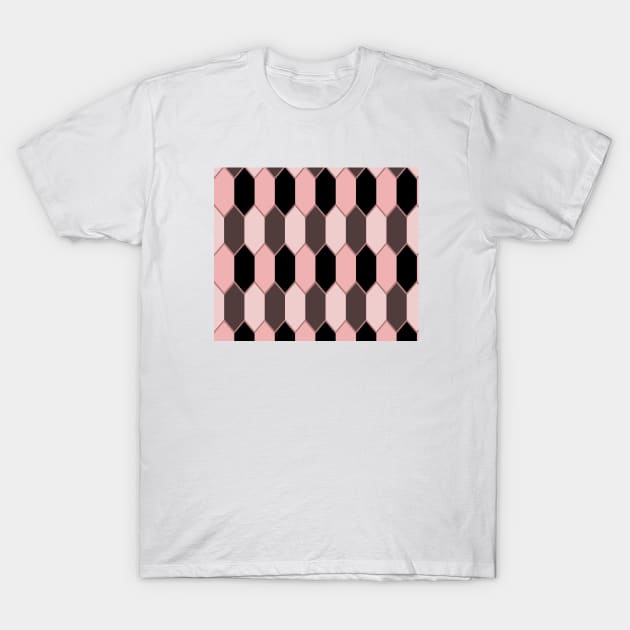 Hexagon - Pink and Black T-Shirt by TheWildOrchid